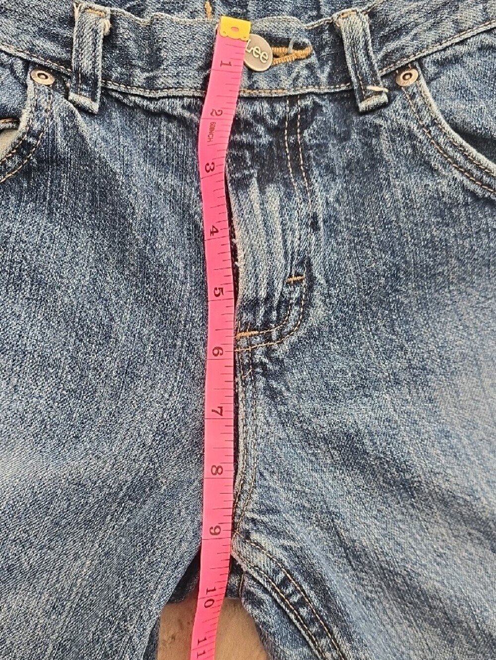Lee Dark Blue Denim Shorts with Branded Button - Picture 10 of 14
